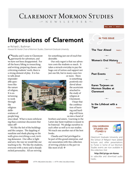 Claremont Mormon Studies J Newsletteri