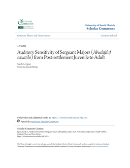 Abudefduf Saxatilis) from Post-Settlement Juvenile to Adult Sarah A
