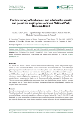 Floristic Survey of Herbaceous and Subshrubby Aquatic and Palustrine Angiosperms of Viruá National Park, Roraima, Brazil