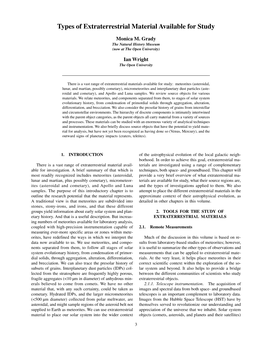 Types of Extraterrestrial Material Available for Study