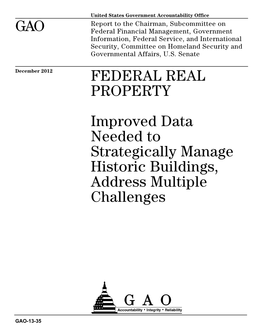 Gao-13-35, Federal Real Property