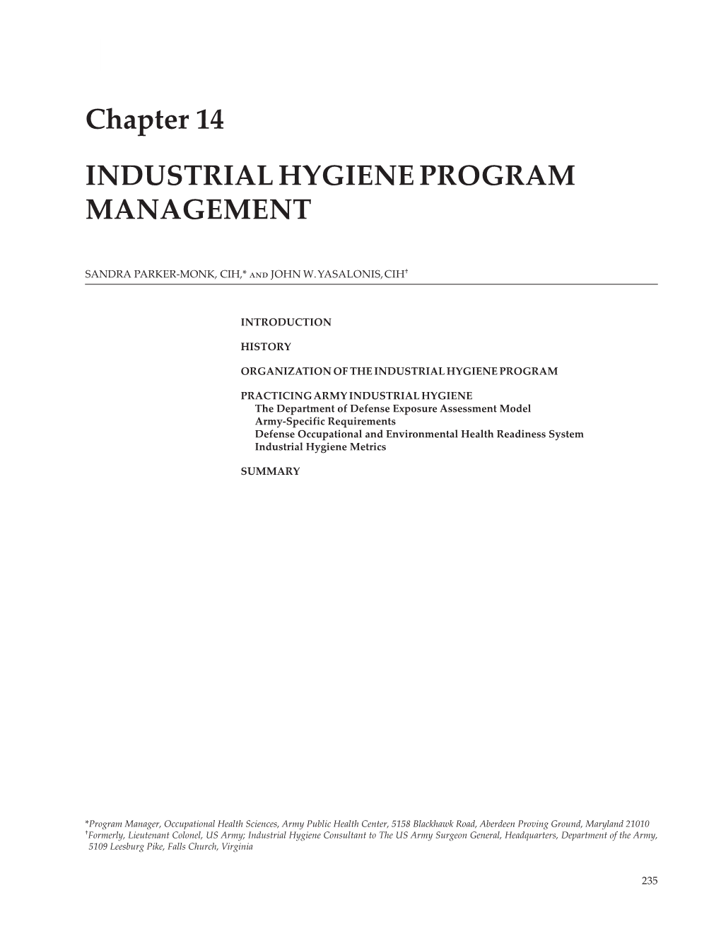 Industrial Hygiene Program Management