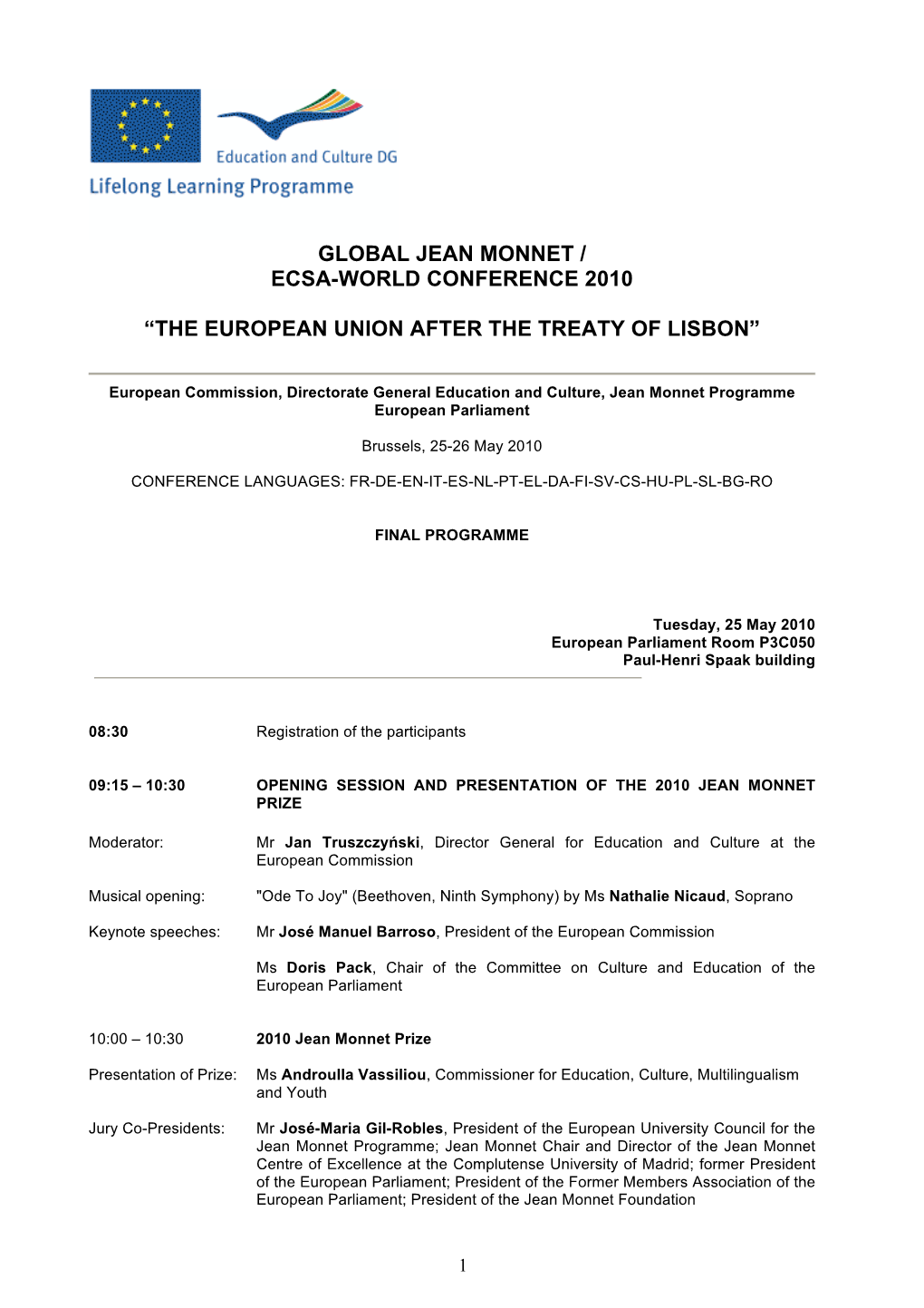 Global Jean Monnet / Ecsa-World Conference 2010