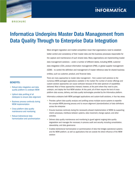 Informatica Underpins Master Data Management from Data Quality Through to Enterprise Data Integration