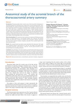 Anatomical Study of the Acromial Branch of the Thoracoacromial Artery Summary