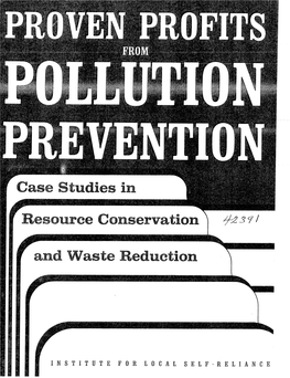 Proven Profits from Pollution Prevention