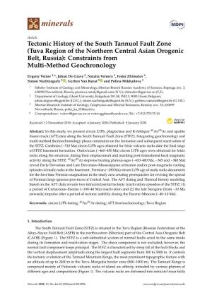 Tectonic History of the South Tannuol Fault Zone (Tuva Region of the Northern Central Asian Orogenic Belt, Russia): Constraints from Multi-Method Geochronology