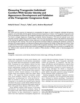 Measuring Transgender Individuals' Comfort with Gender Identity And