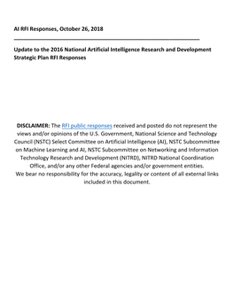Response to the National Artificial Intelligence Research And