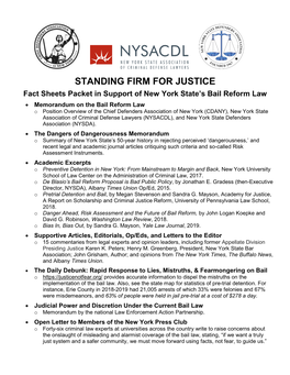 Fact Sheets Packet in Support of New York State's Bail Reform