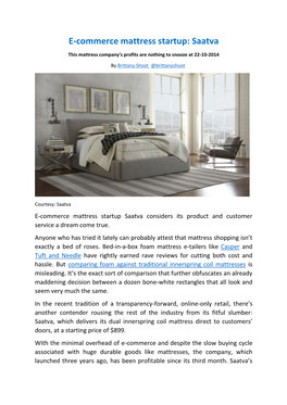 E-Commerce Mattress Startup: Saatva