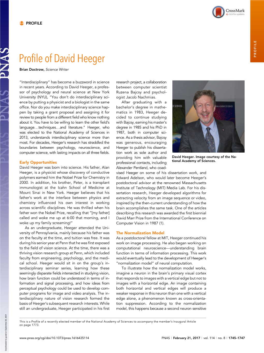 Profile of David Heeger PROFILE Brian Doctrow, Science Writer