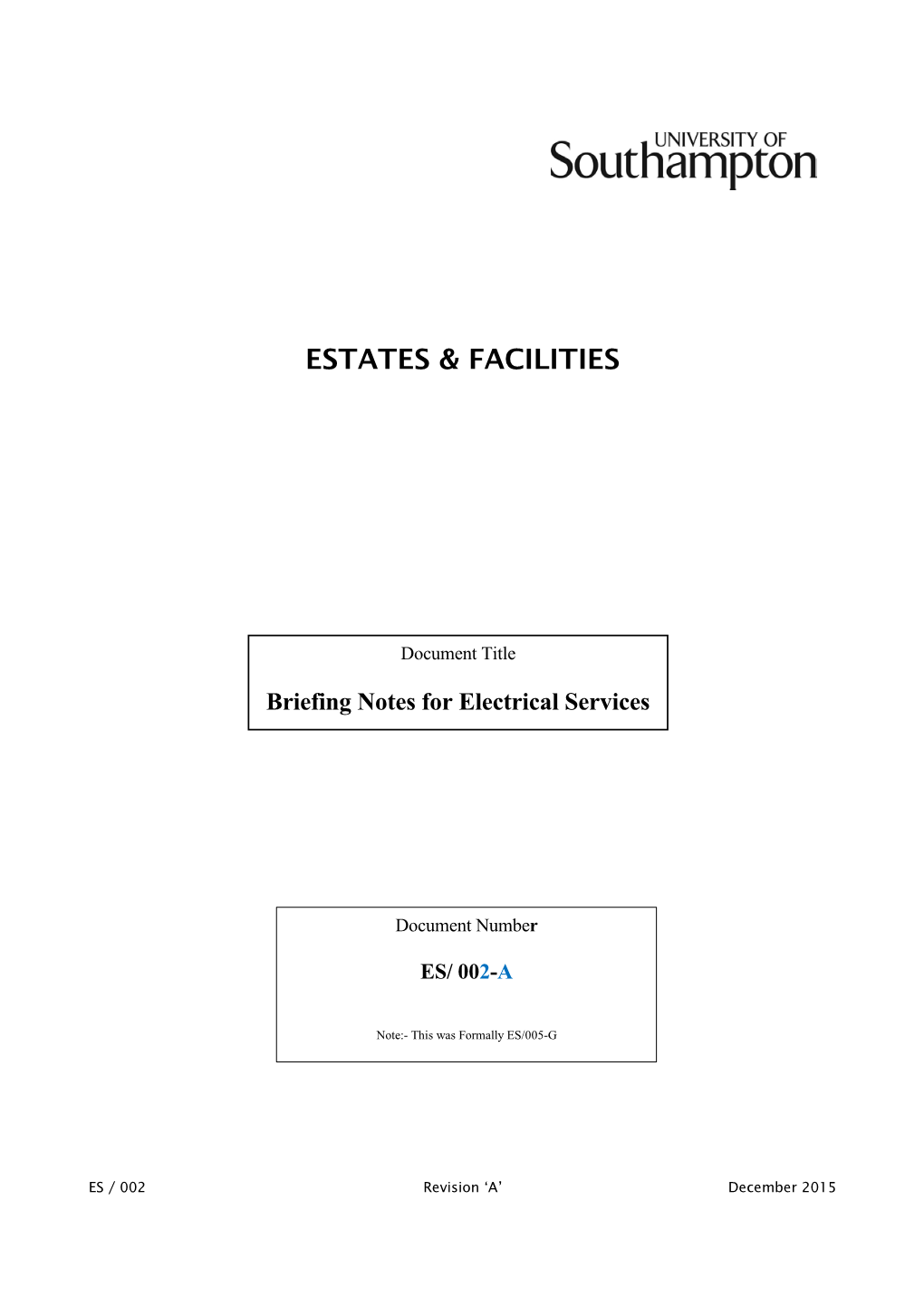 Briefing Notes for Electrical Services