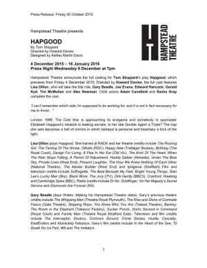 HAPGOOD by Tom Stoppard Directed by Howard Davies Designed by Ashley Martin Davis