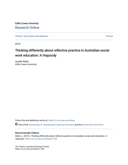 Thinking Differently About Reflective Practice in Australian Social Work Education: a Rhapsody