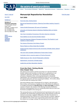 Manuscript Repositories Newsletter Print This Page