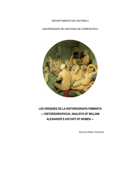 Historiographical Analysis of William Alexander's History of Women