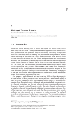 History of Forensic Science Kavya Hemanth, Maithri Tharmavaram, and Gaurav Pandey*