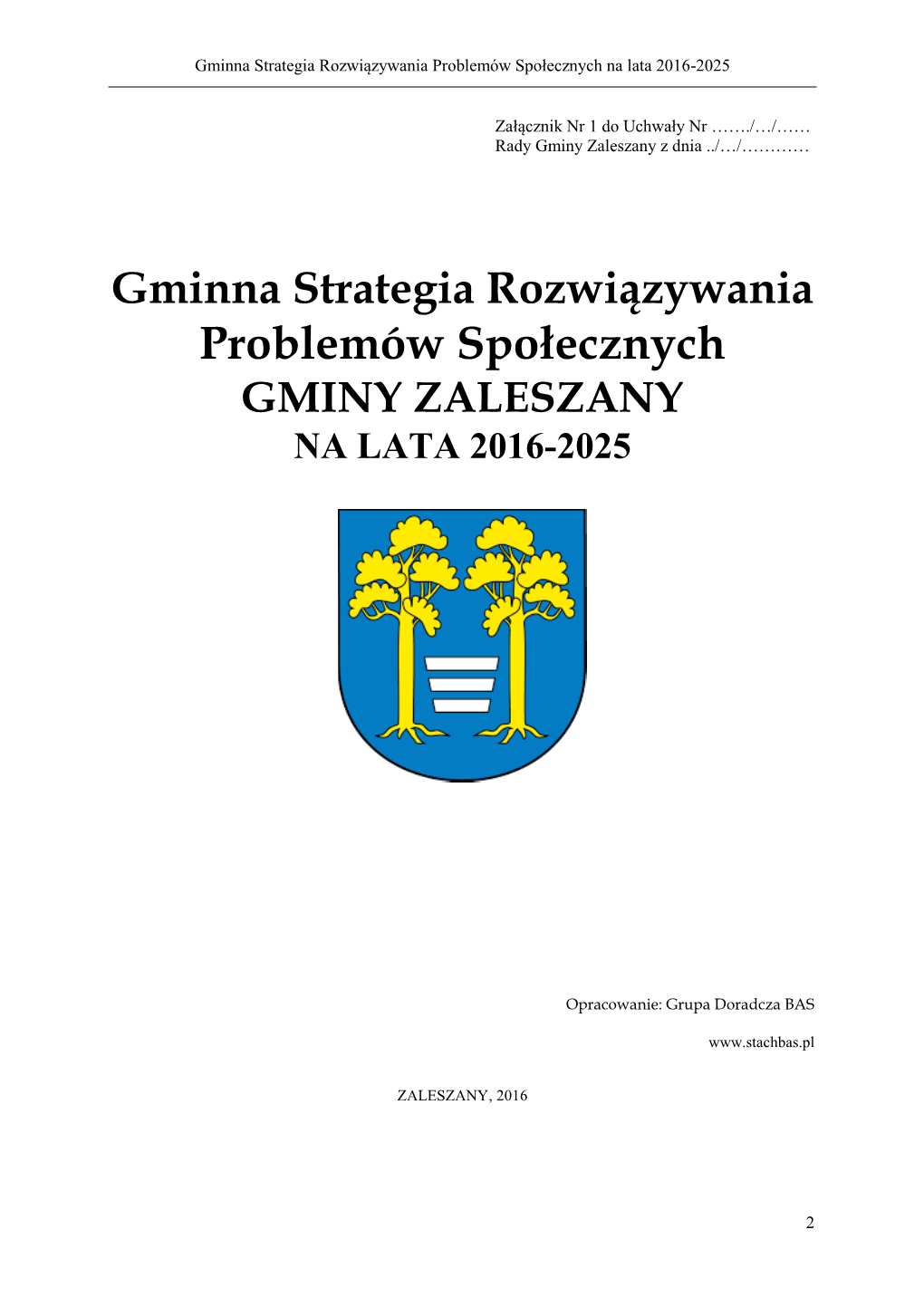 Problemów Społecznych Na Lata 2016-2025