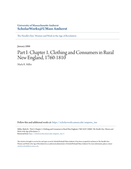 Chapter 1, Clothing and Consumers in Rural New England, 1760-1810 Marla R