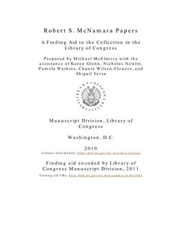 Robert S. Mcnamara Papers