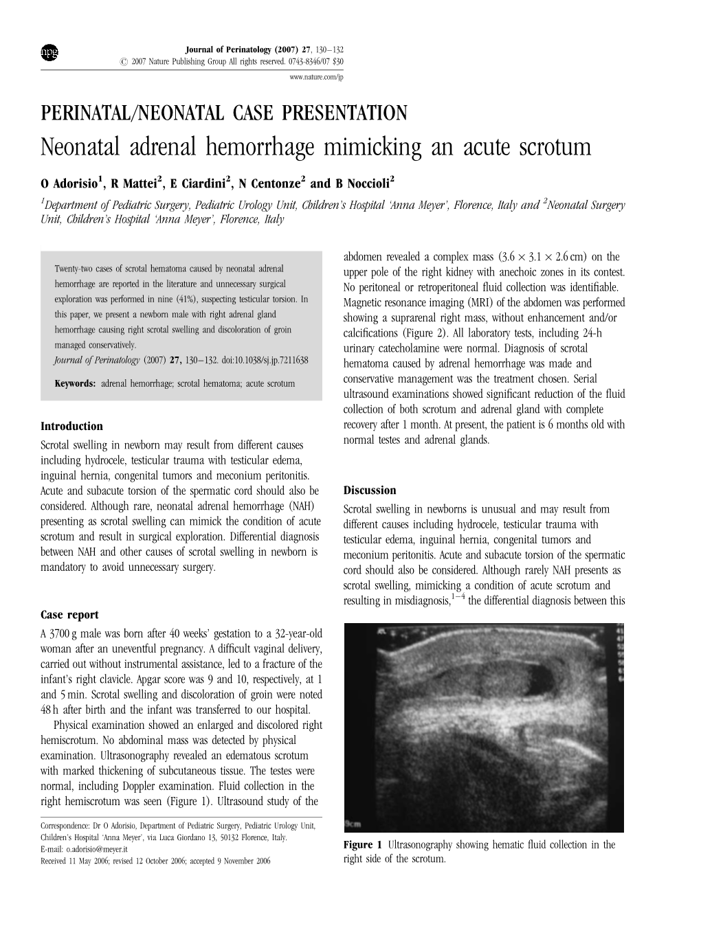 Neonatal Adrenal Hemorrhage Mimicking an Acute Scrotum