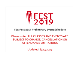 TES Fest Schedule Gril 6.23019