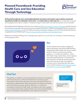 Providing Health Care and Sex Education Through Technology