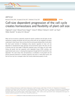 Cell-Size Dependent Progression of the Cell Cycle Creates Homeostasis and ﬂexibility of Plant Cell Size