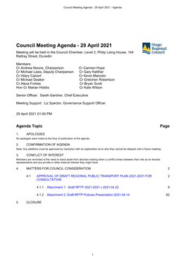 Council Meeting Agenda - 29 April 2021 - Agenda