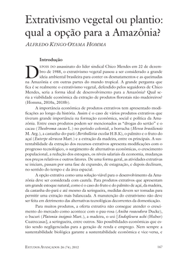 Plant Extractivism Or Plantation: What Is the Best Option for the Amazon?