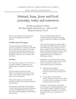 Ishmael, Isaac, Jesus and God: Yesterday, Today and Tomorrow
