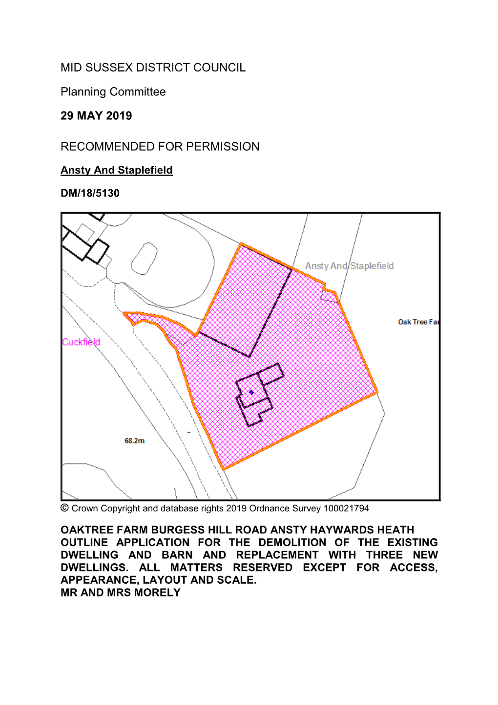 MID SUSSEX DISTRICT COUNCIL Planning Committee 29 MAY 2019