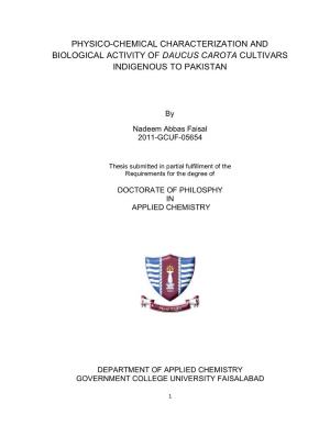 Physico-Chemical Characterization and Biological Activity of Daucus Carota Cultivars Indigenous to Pakistan