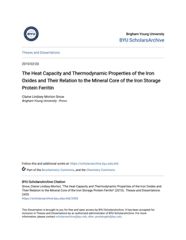 The Heat Capacity and Thermodynamic Properties of the Iron Oxides and Their Relation to the Mineral Core of the Iron Storage Protein Ferritin