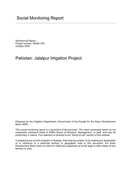 Social Monitoring Report Pakistan: Jalalpur Irrigation Project