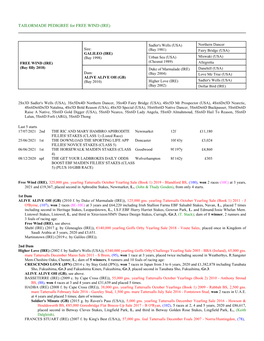 TAILORMADE PEDIGREE for FREE WIND (IRE)