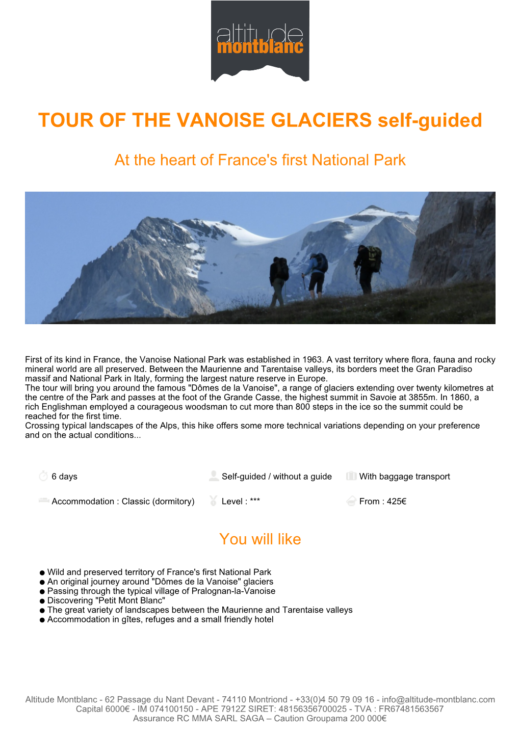 TOUR of the VANOISE GLACIERS Self-Guided