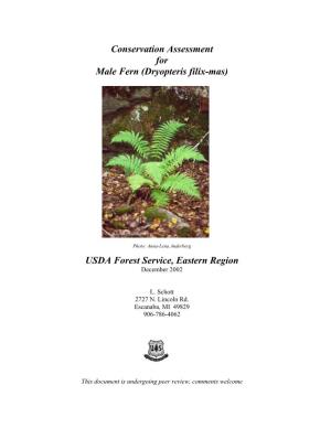 Conservation Assessment for Male Fern (Dryopteris Filix-Mas)