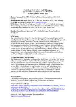 Saint Louis University—Madrid Campus Department of Social Sciences and Humanities Course Syllabus