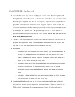 XFLAGFOOTBALL 5 Man Rules Book 1. Team Rostersteams May Carry