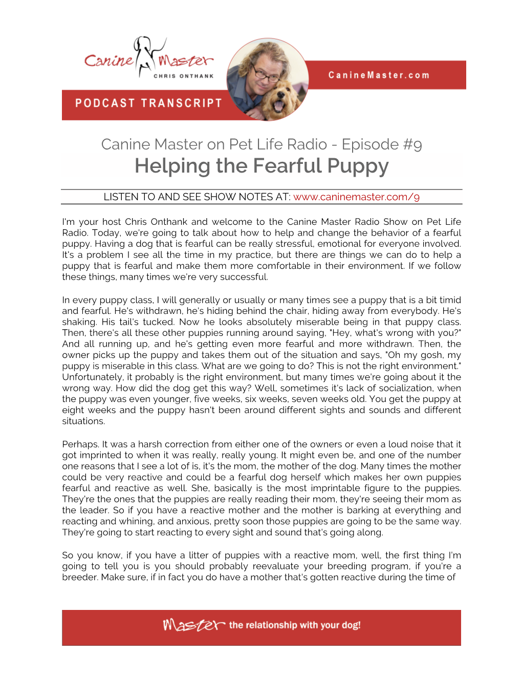 Helping the Fearful Puppy