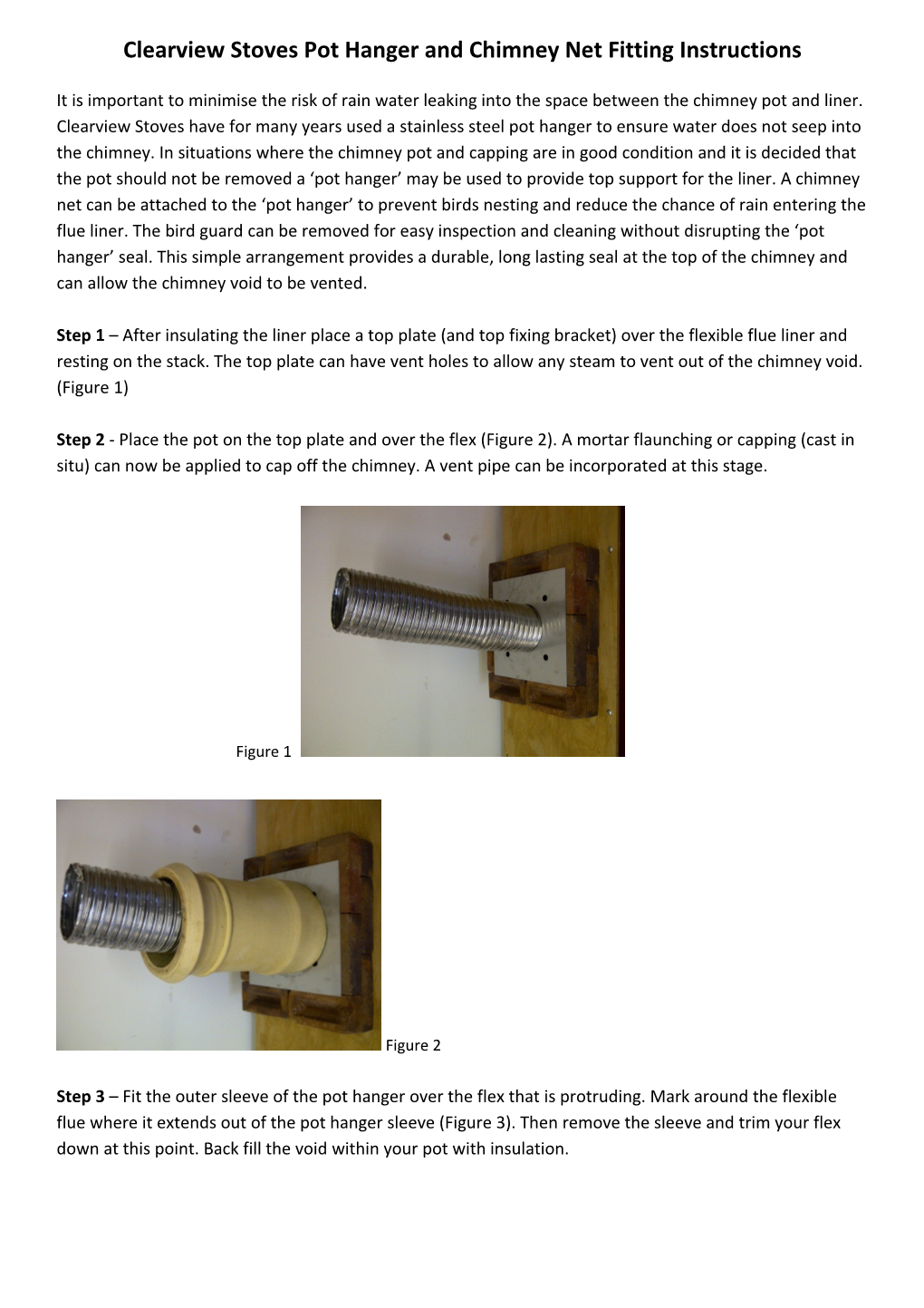 Clearview Stoves Pot Hanger and Chimney Net Fitting Instructions