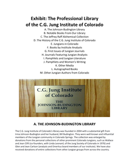 Exhibit: the Professional Library of the C.G. Jung Institute of Colorado, July 2015