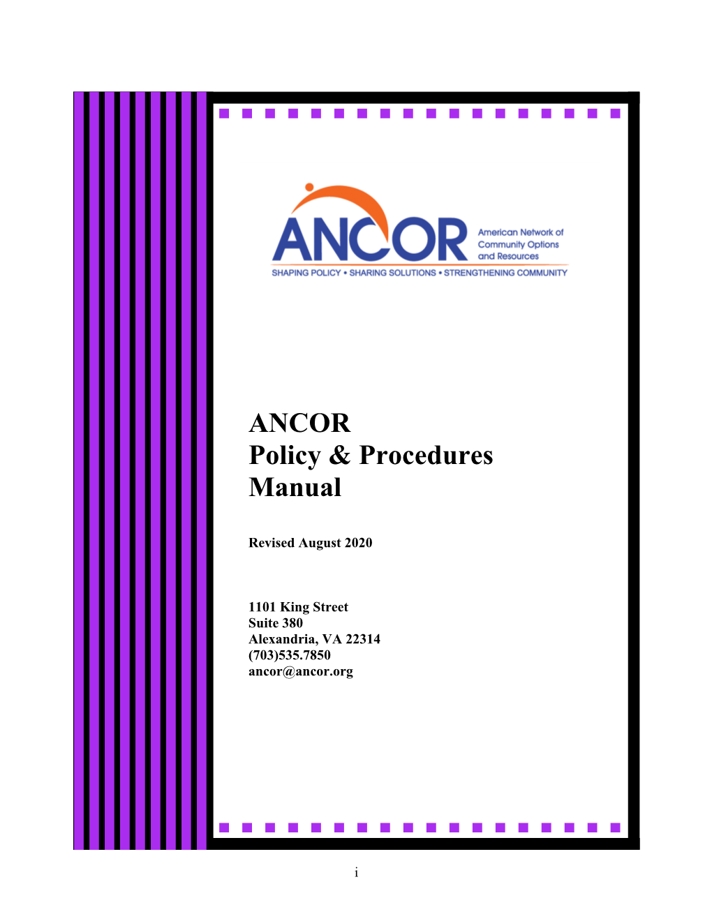 ANCOR Policy & Procedures Manual