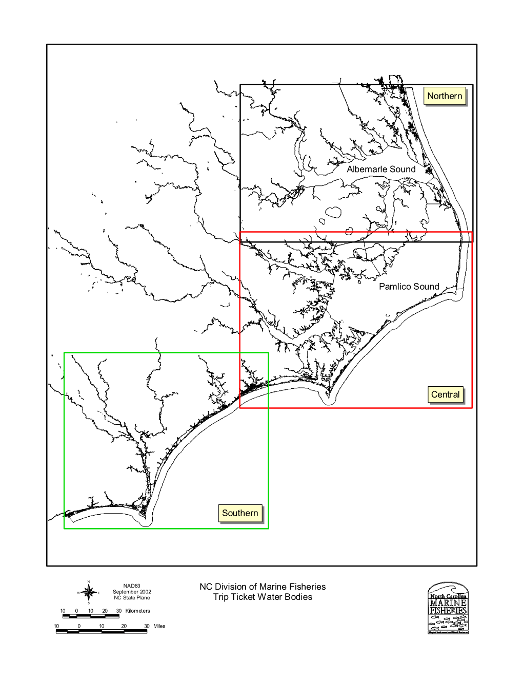 Northern Central Southern Albemarle Sound Pamlico Sound NC Division