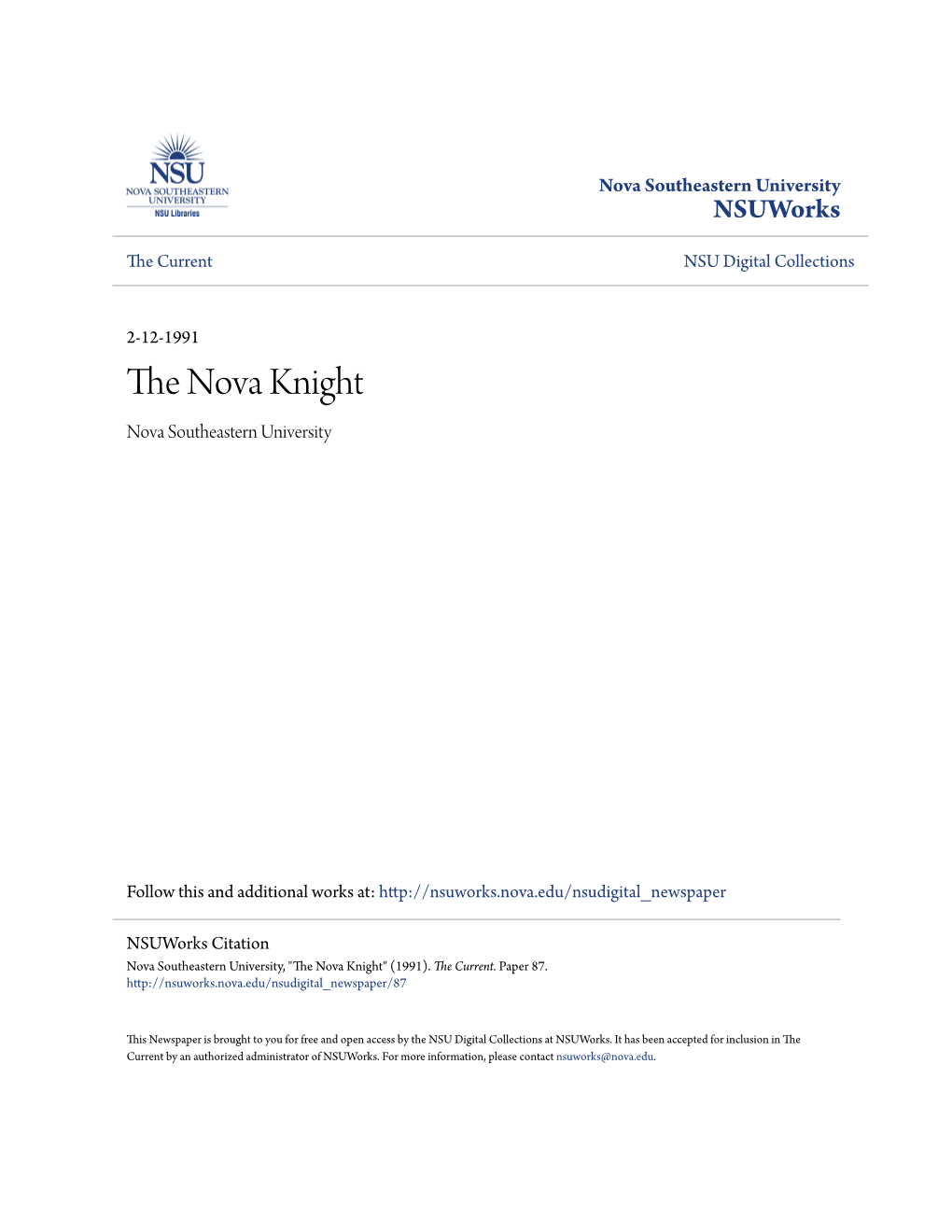The Nova Knight EDITORIALS