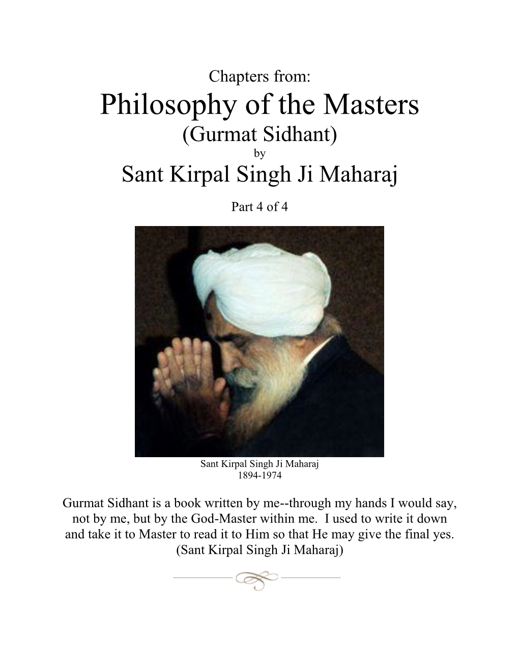 Chapters from Philosophy of the Masters