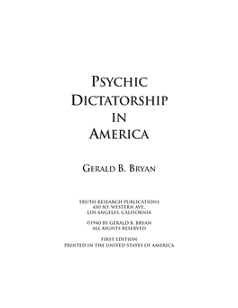 Psychic Dictatorship in America