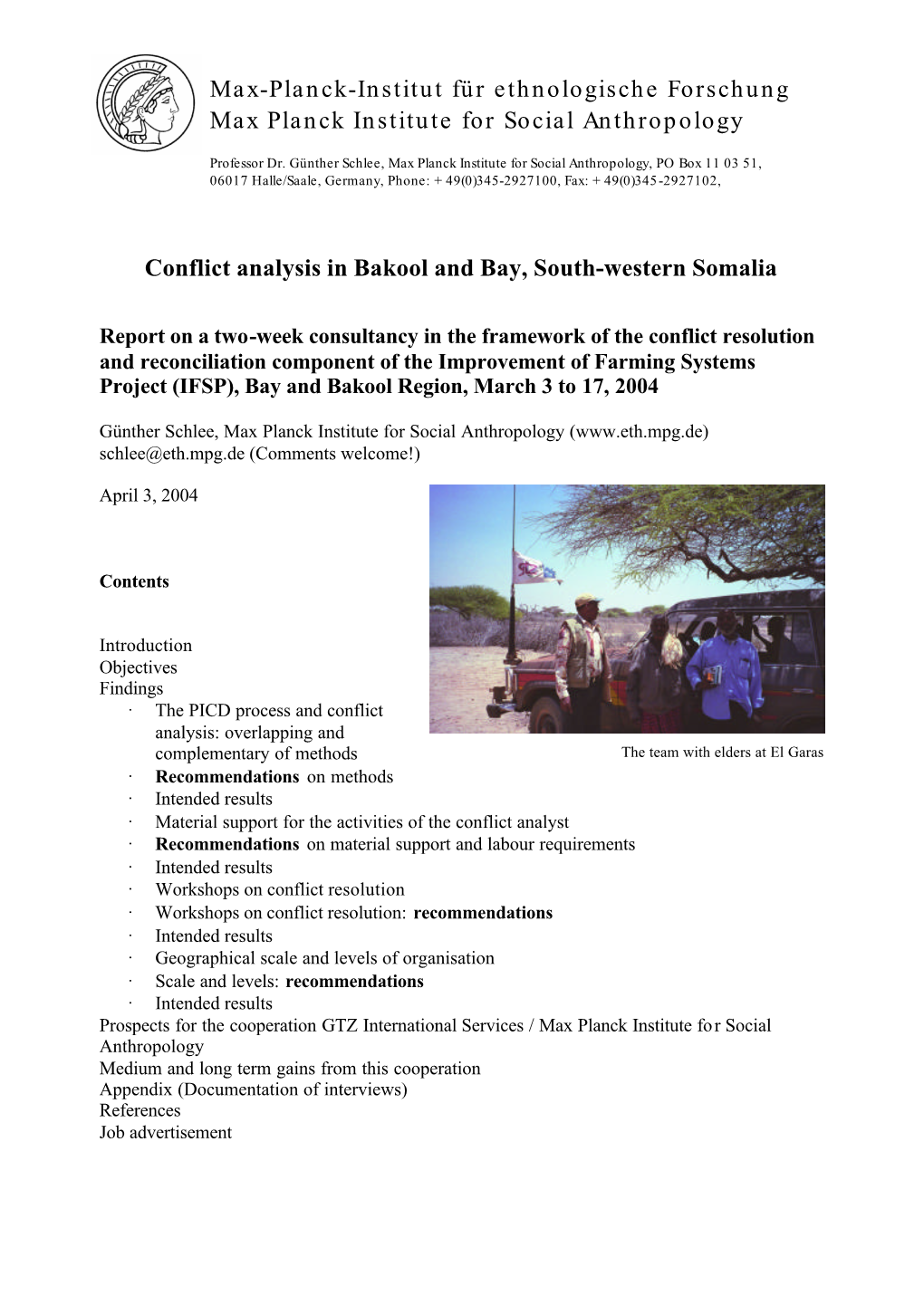 Conflict Analysis in Bakool and Bay, South-Western Somalia
